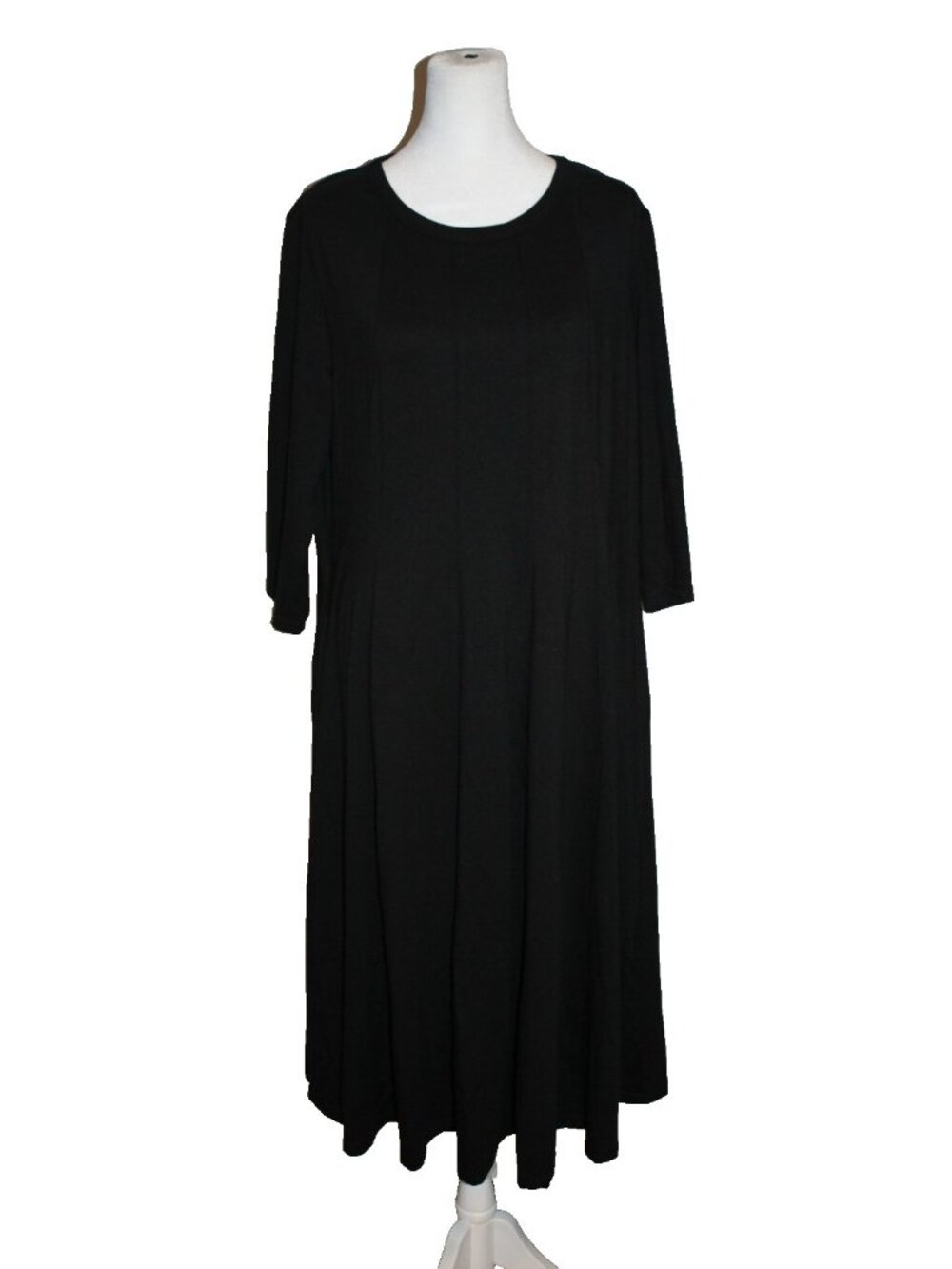 Grace Karin Black 3/4 Sleeve Midi Dress Women’s XL Stretch W/Pockets NEW